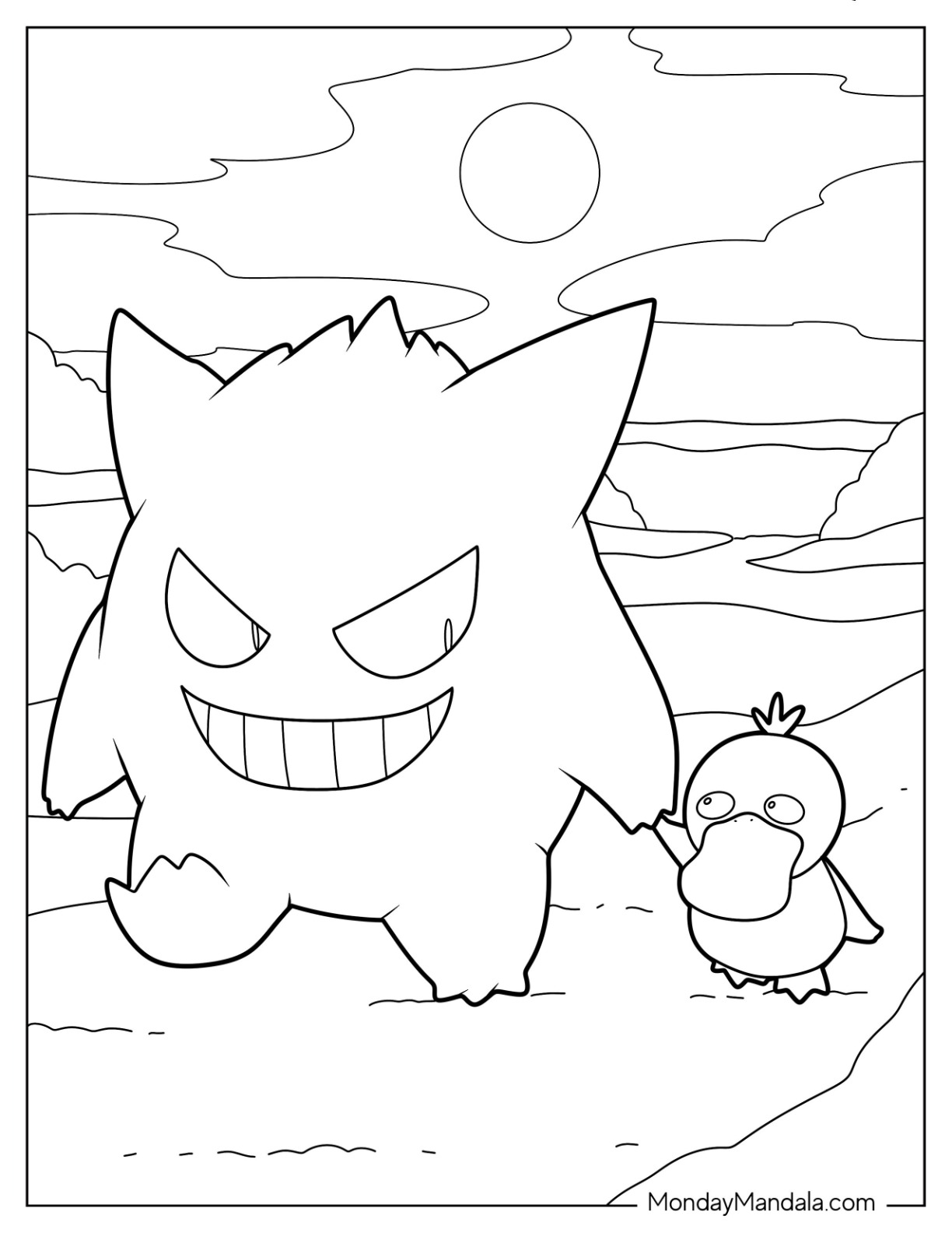 Gengar coloring pages free pdf printables