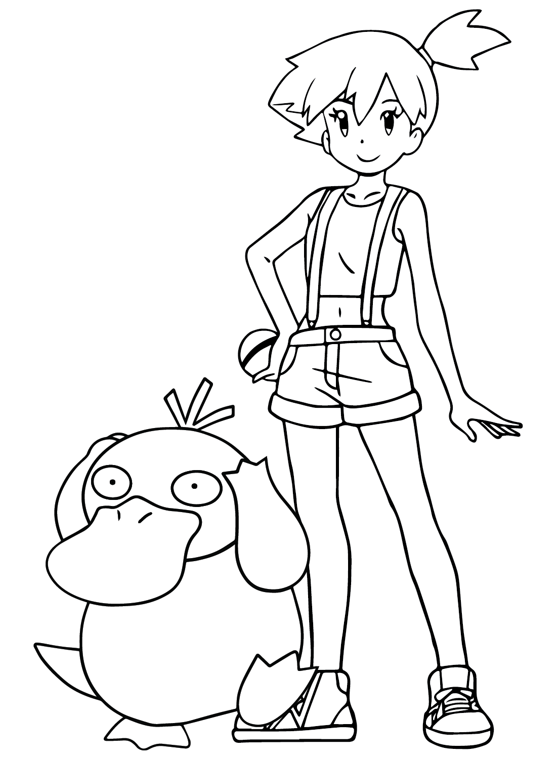 Misty and psyduck coloring page