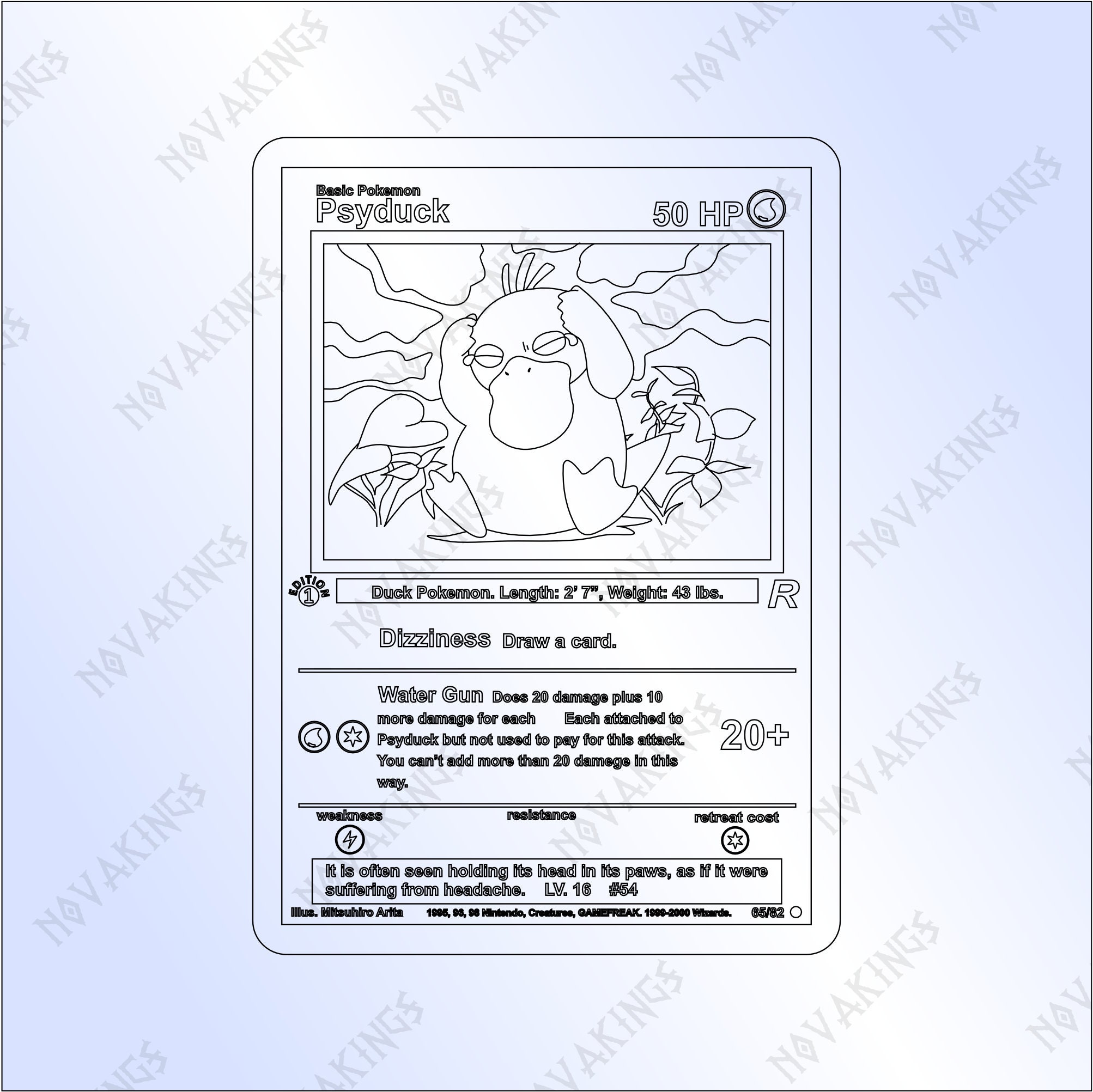 Psyduck pokemon card vector svg pdf dxf laser cutter file