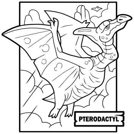Pterodactyl dinosaur coloring page for child stock photos and images