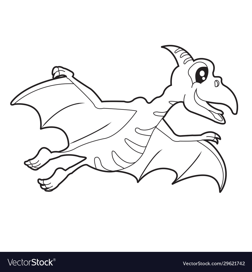 Dinosaur colouring page cute coloring pa vector image