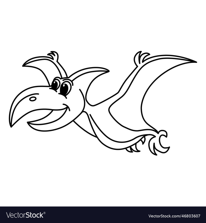 Free cute pterosaurs cartoon coloring page for