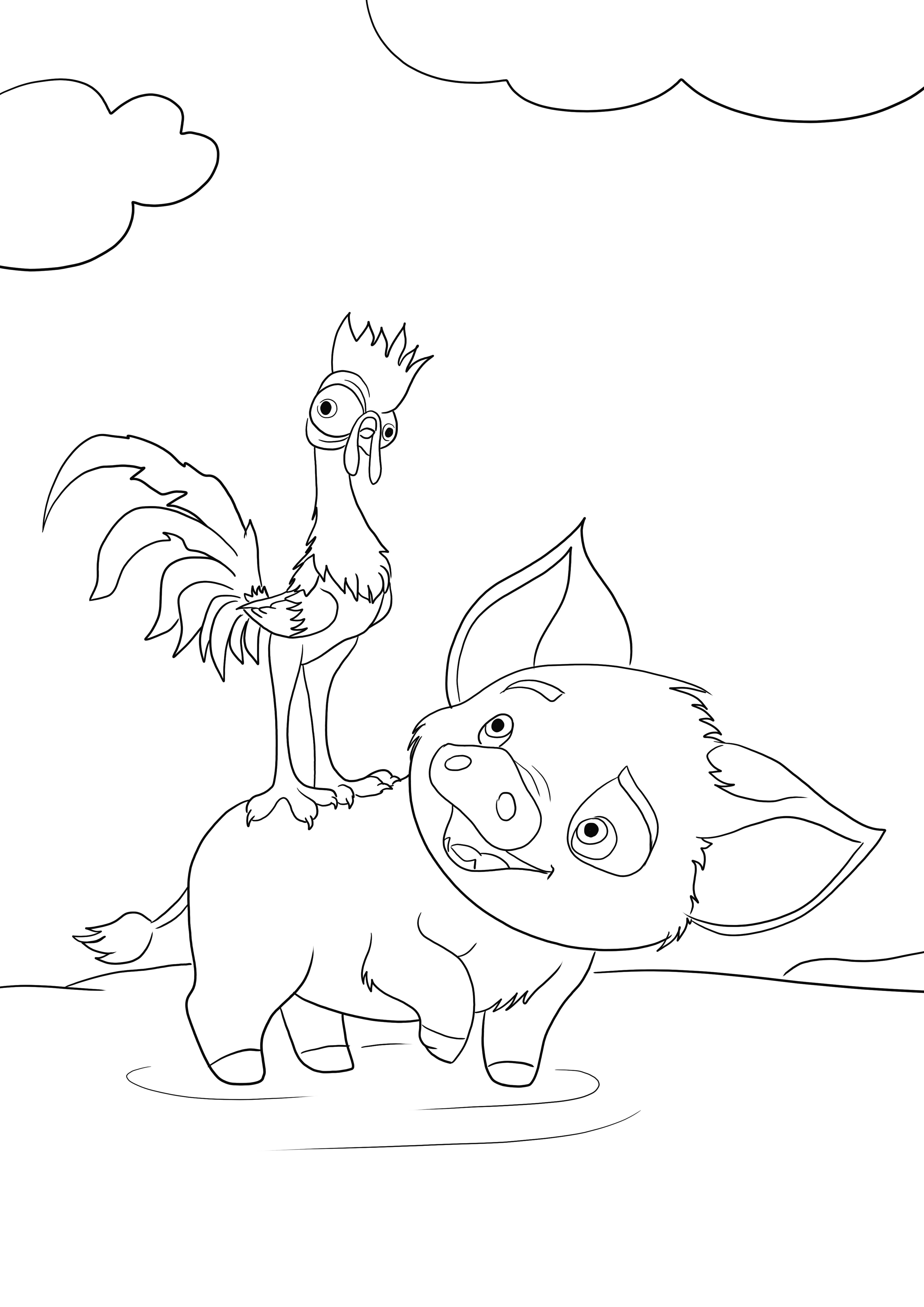 Heihei on puas back singing to be printed or downloaded for free for kids