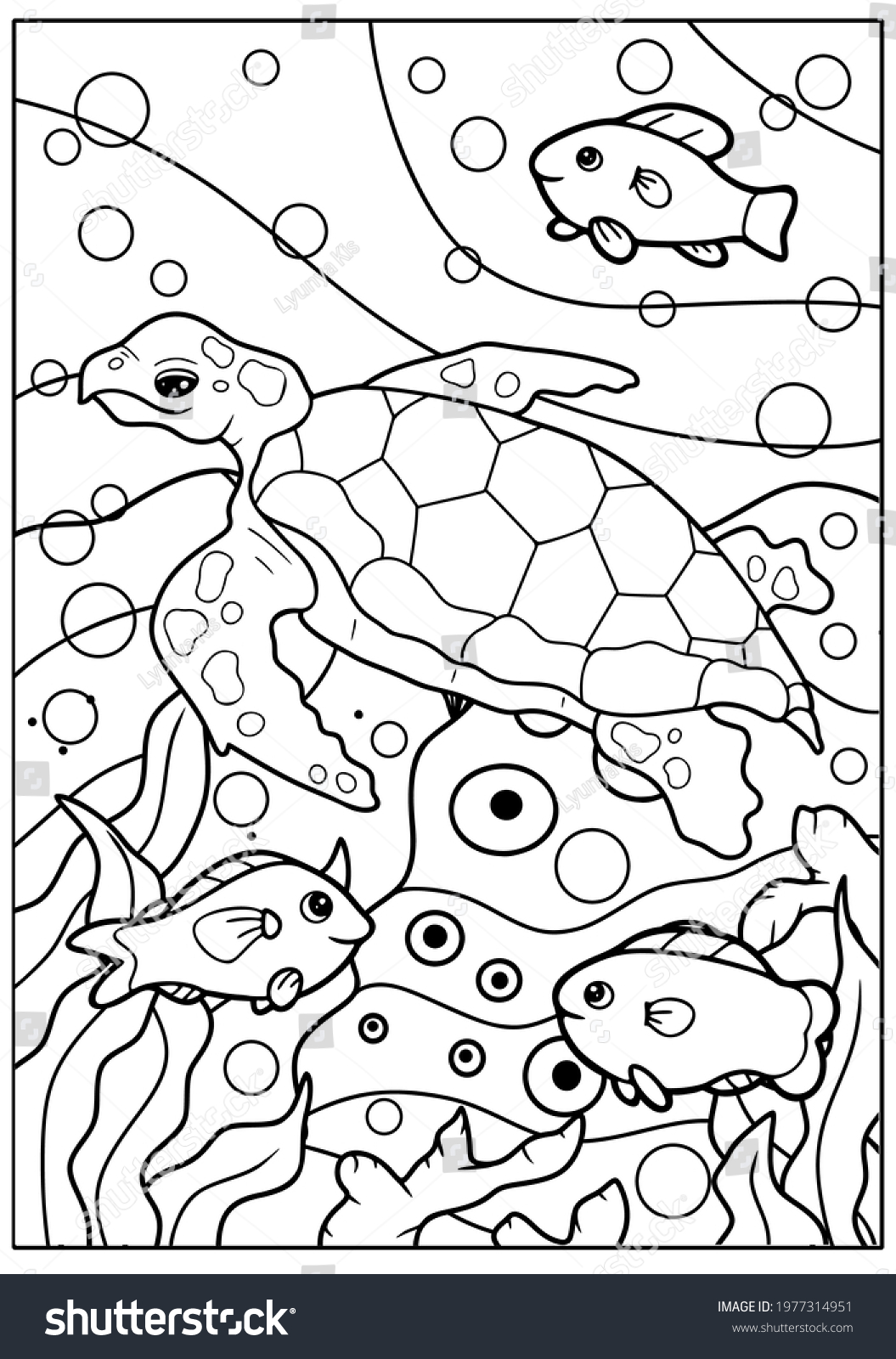 Vector illustration coloring page sea animals stock vector royalty free