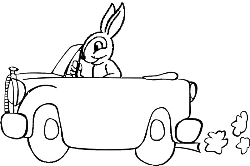 Rabbit driving coloring page rabbit driving coloring pageâ