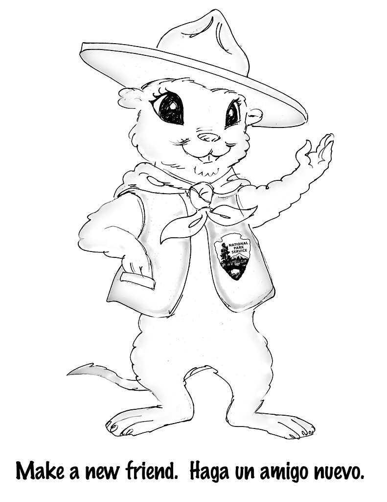 Chami waving coloring page