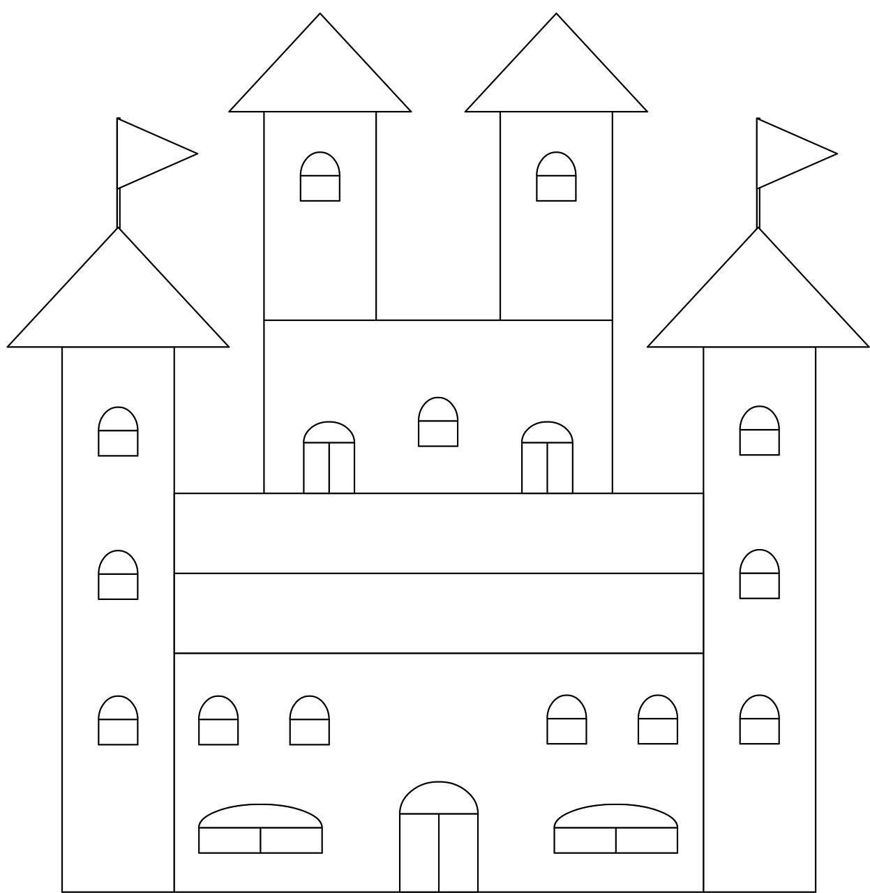 Download castle coloring page design royalty
