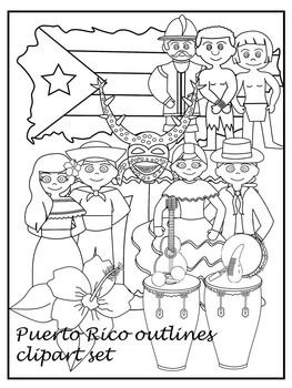 Puerto rico flag coloring page tpt