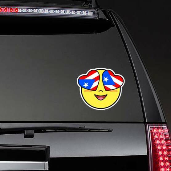 Puerto rico flags in heart eyes emoji sticker