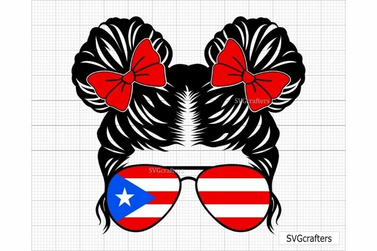 Puerto rico kidlife svg messy bun puerto rico svg flag svg
