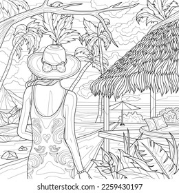 Palm adult coloring images stock photos d objects vectors