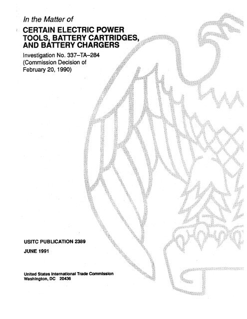 Certain electric power tools battery cartridges and