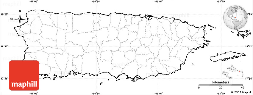 Blank simple map of puerto rico no labels