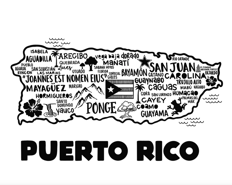 Puerto rico map print â whereabouts shop