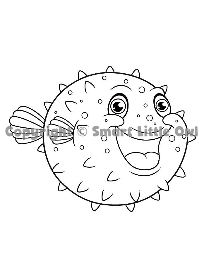 Fish coloring book for kids