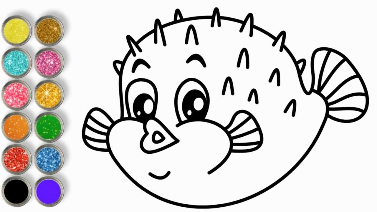 How to draw cute puffer fish ððâï drawing cute puffer fish easy ððâï coloring pages for kids ððâï