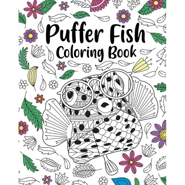 Puffer fish coloring book activity coloring books for adults paperback