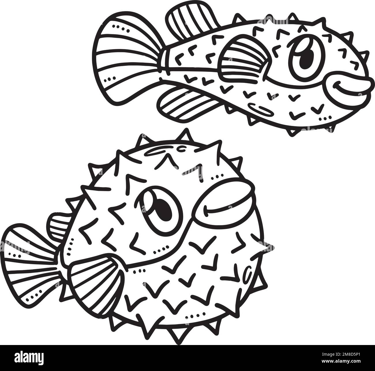 Baby pufferfish isolated coloring page for kids stock vector image art