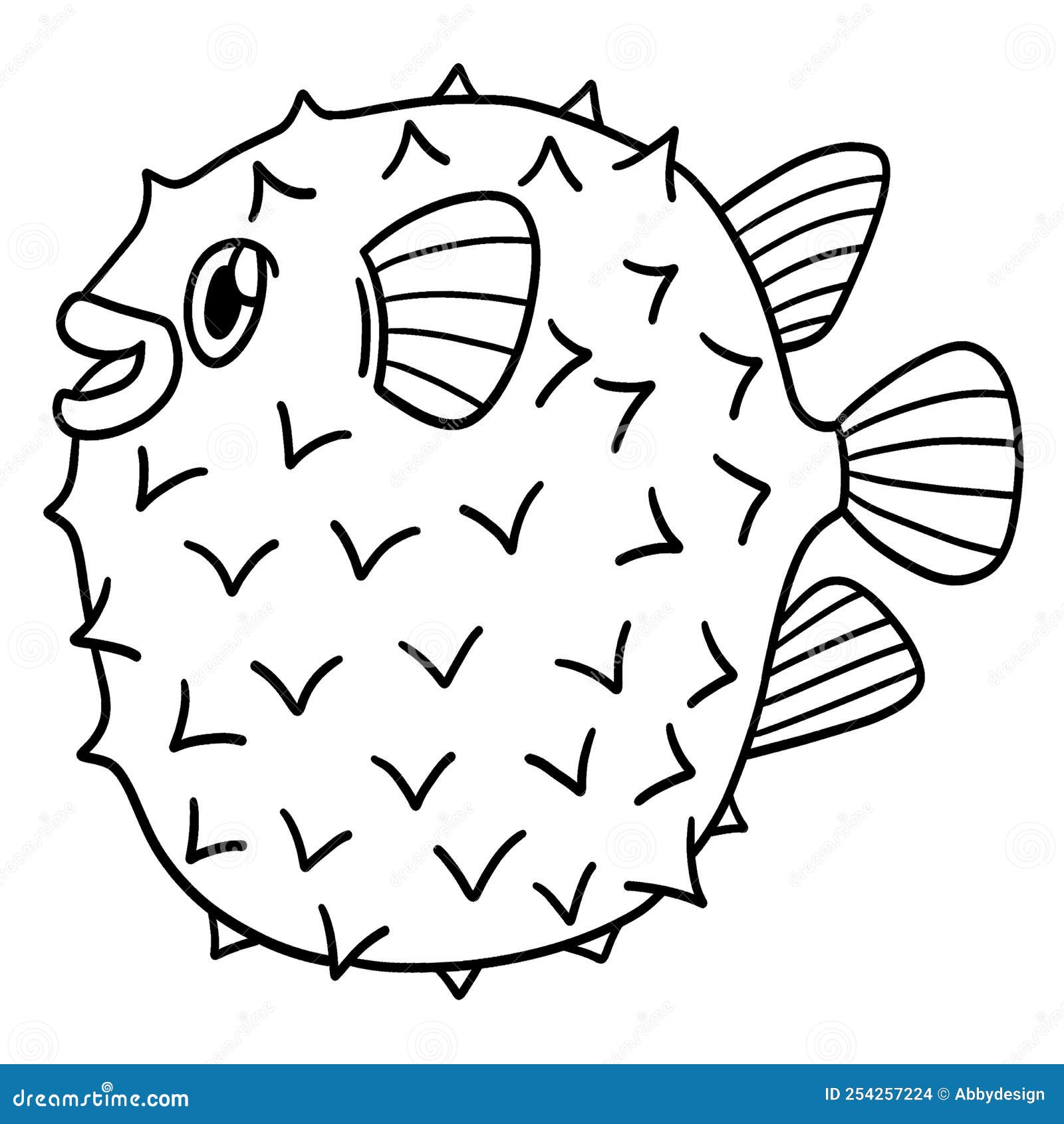 Pufferfish isolated coloring page for kids stock vector