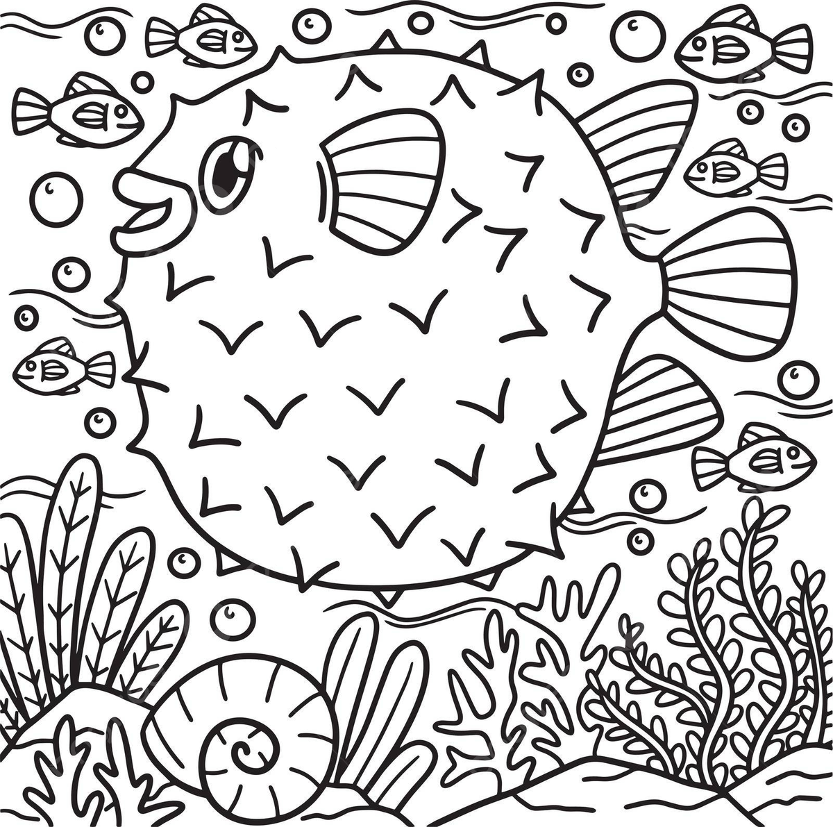 Pufferfish coloring page for kids fish colouring page colouring book vector fish drawing book drawing ring drawing png and vector with transparent background for free download