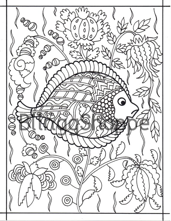 Adult coloring pages pufferfish coloring page sealife coloring pages printable coloring pages instant download