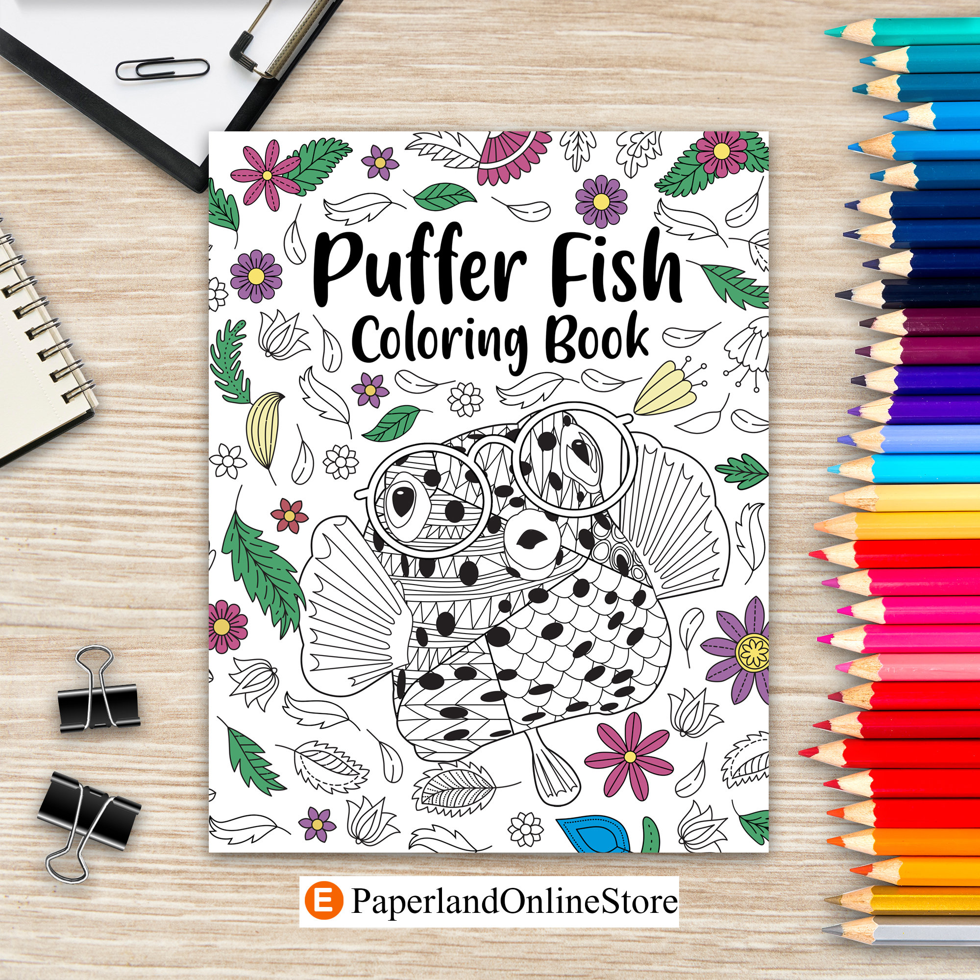 Puffer fish coloring book activity coloring books for adults