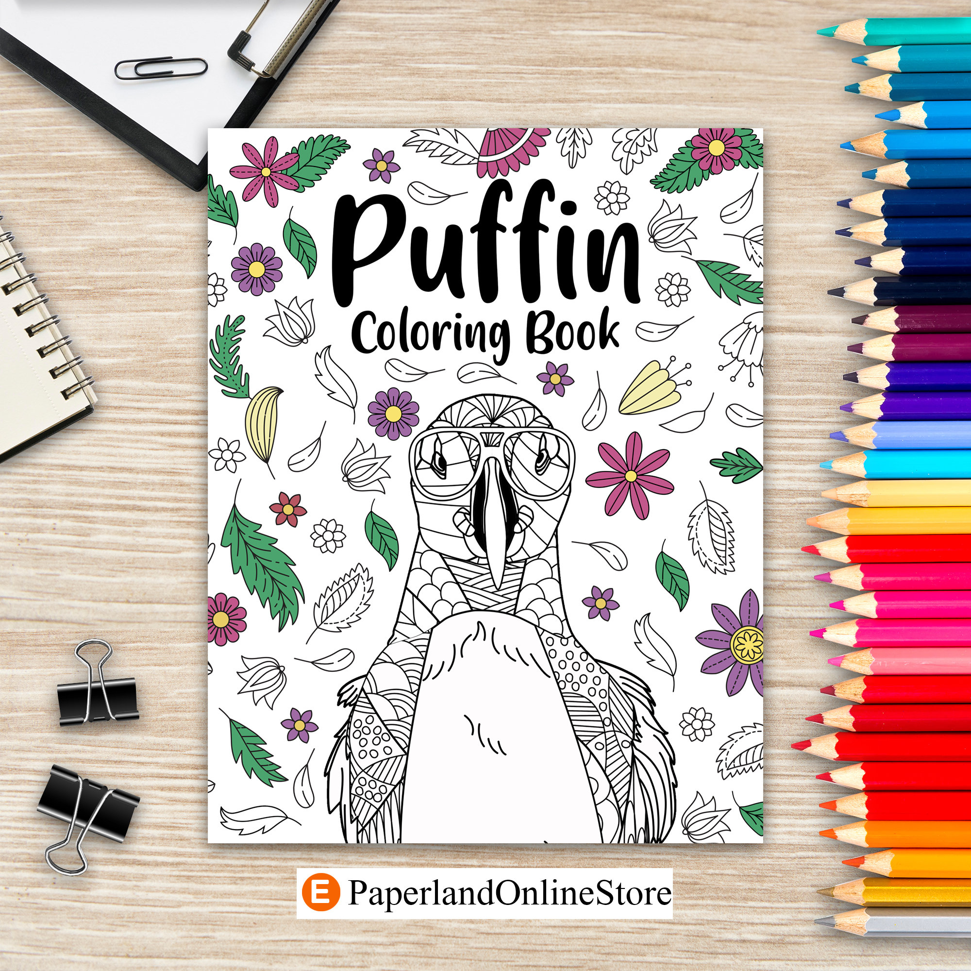 Puffin coloring book adult crafts hobbies coloring books bird floral mandala pages stress relief zentangle picture i puffin love you