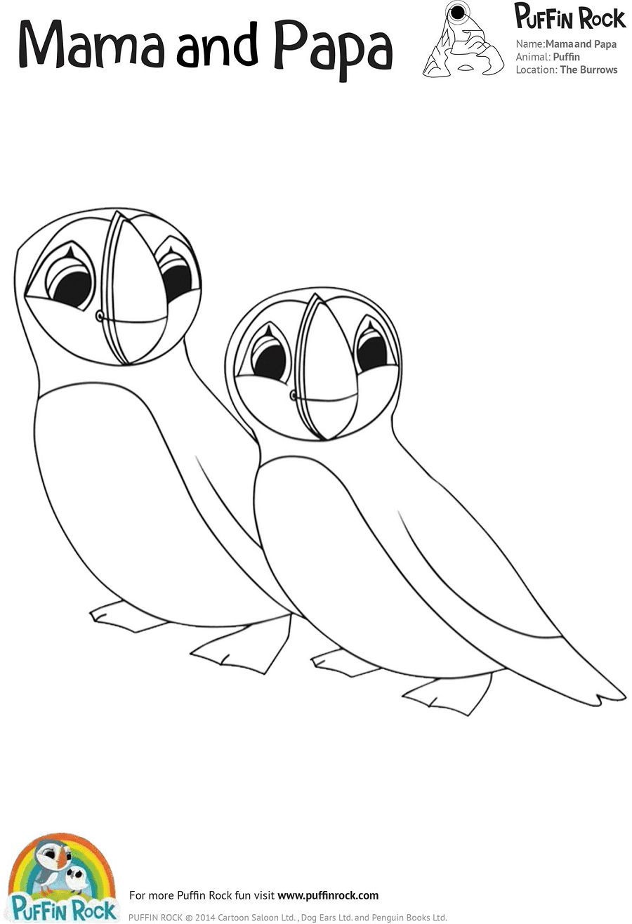 Puffin rock coloring pages printable for free download