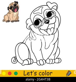 Coloring book little baby pug dog coloring page for kids educational activity for preschool years kids and toddlers with cute animal stock vector image art