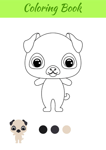 Coloring book little baby pug dog coloring page for kids educational activity for preschool years kids and toddlers with cute animal black and white vector stock illustration stock illustration