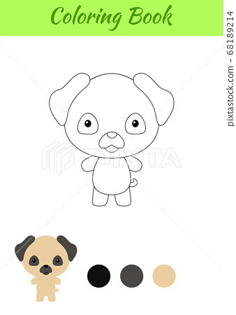 Coloring page happy little baby pug dog