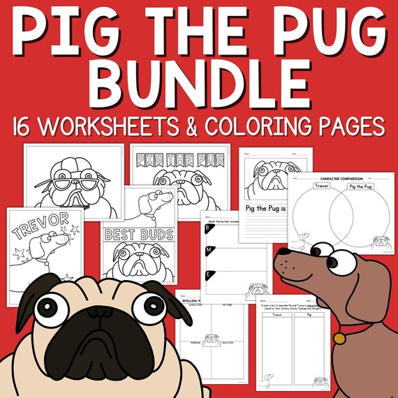 Pig the pug coloring pages reading writing worksheets read aloud bundle coloring pages for kids