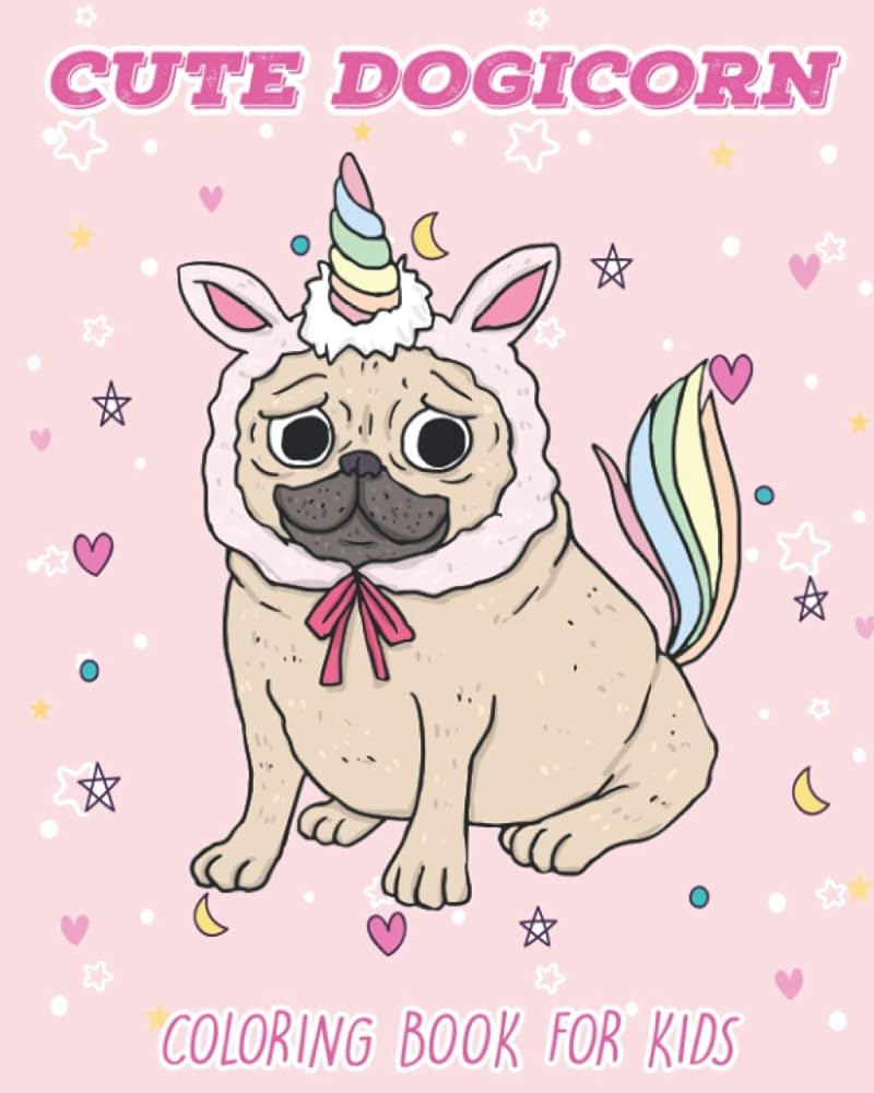 Cute dogicorn coloring book for kids ages