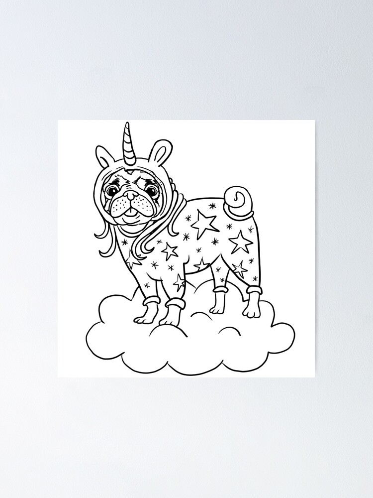 Unipug unicorn star pug from pugtastic poster for sale by shufti