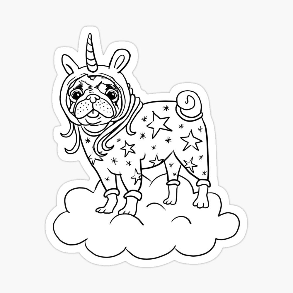 Unipug unicorn star pug from pugtastic poster for sale by shufti