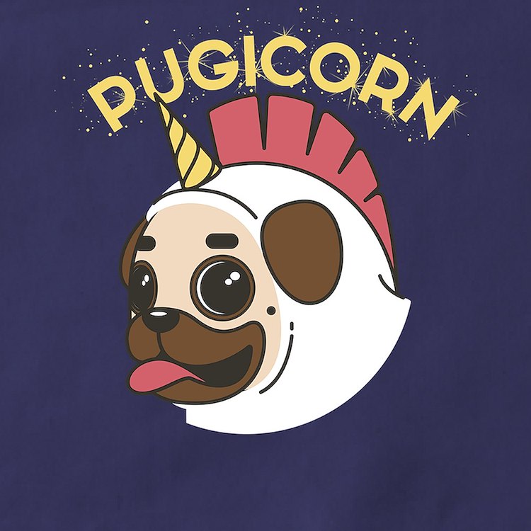 Funny pugicorn pug unicorn gift idea apron dark