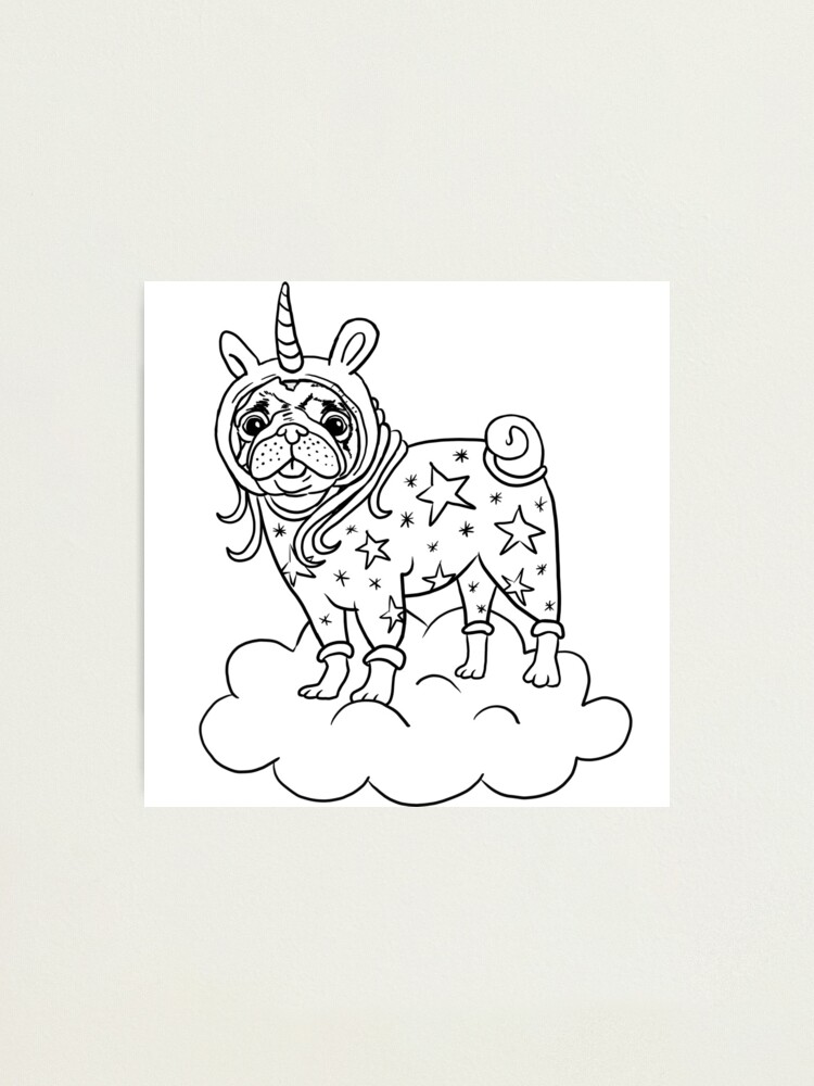Unipug unicorn star pug from pugtastic photographic print for sale by shufti