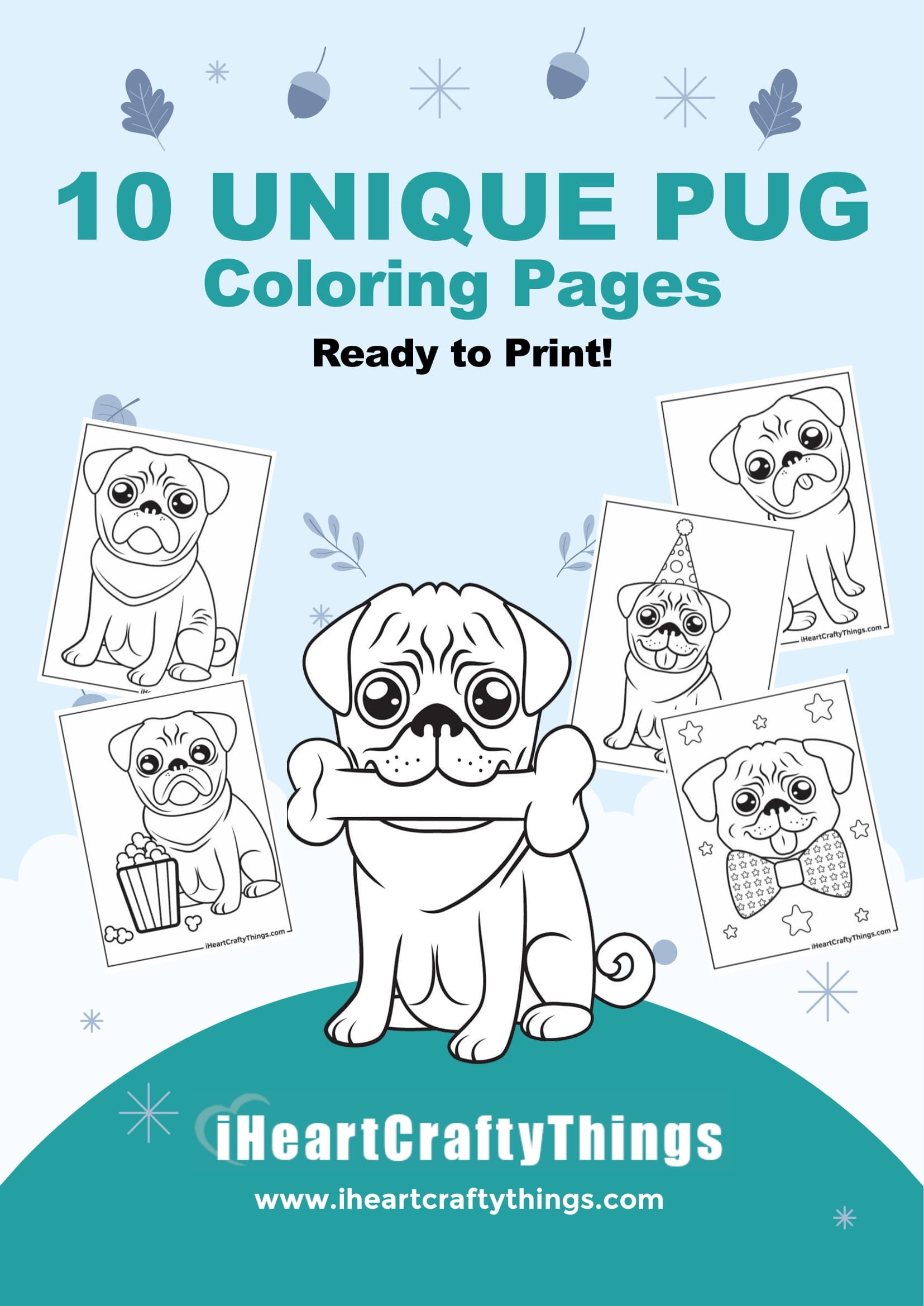 Cute pug coloring pages â i heart crafty things