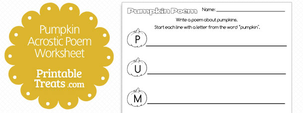 Printable pumpkin acrostic poem â printable treats