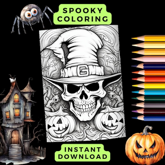 Halloween jack o lantern skeleton coloring page x printable download halloween coloring page halloween spooky coloring scary coloring