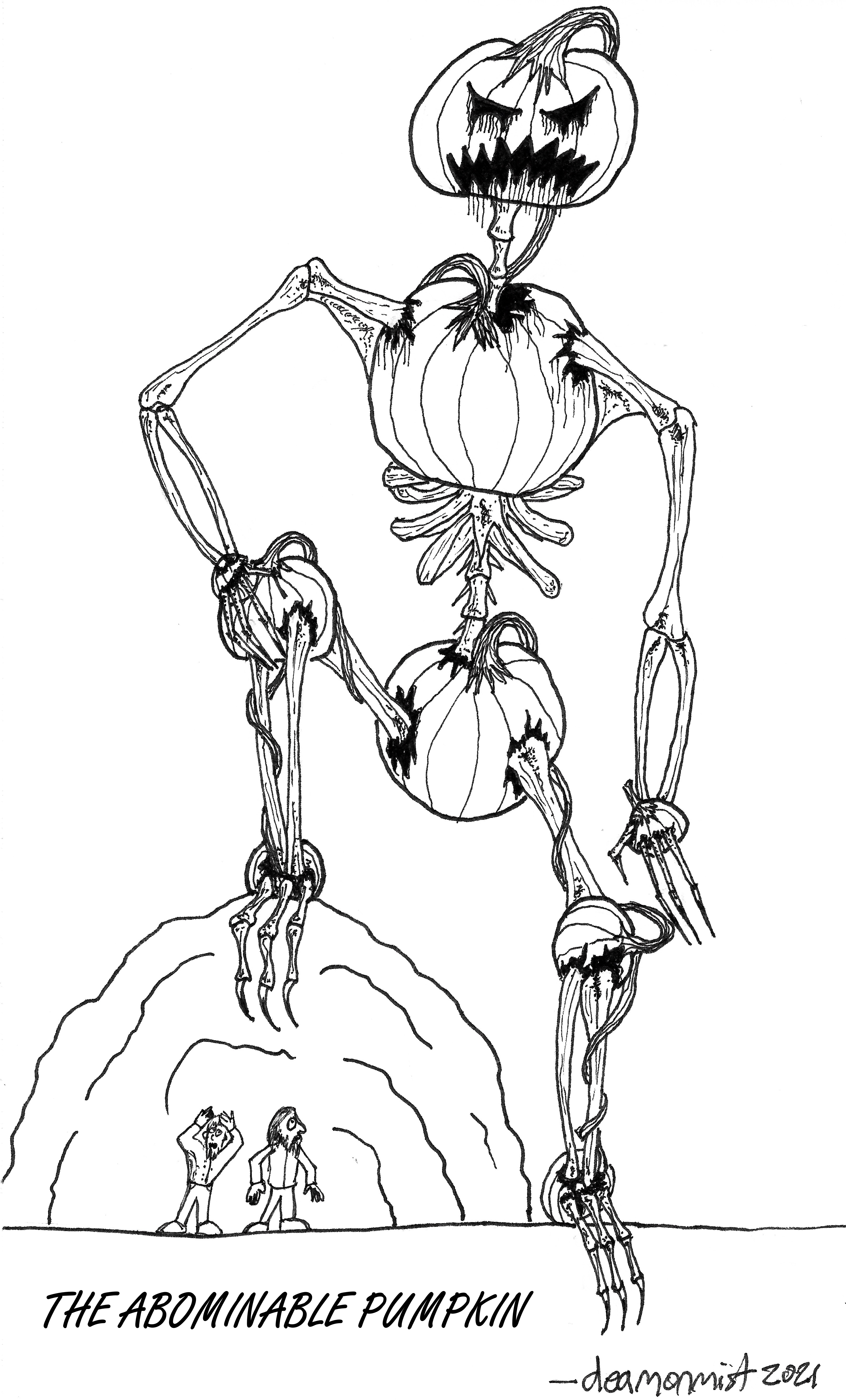 A waddlesquash inspired giant the bones are animated by the living pumpkins rdwarffortress