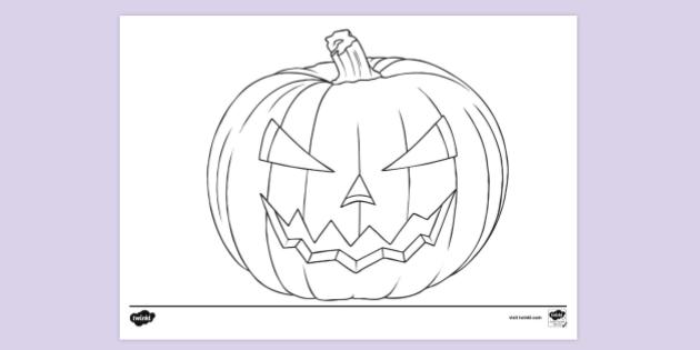 Easy halloween louring page for eyfs ks â pumpkin