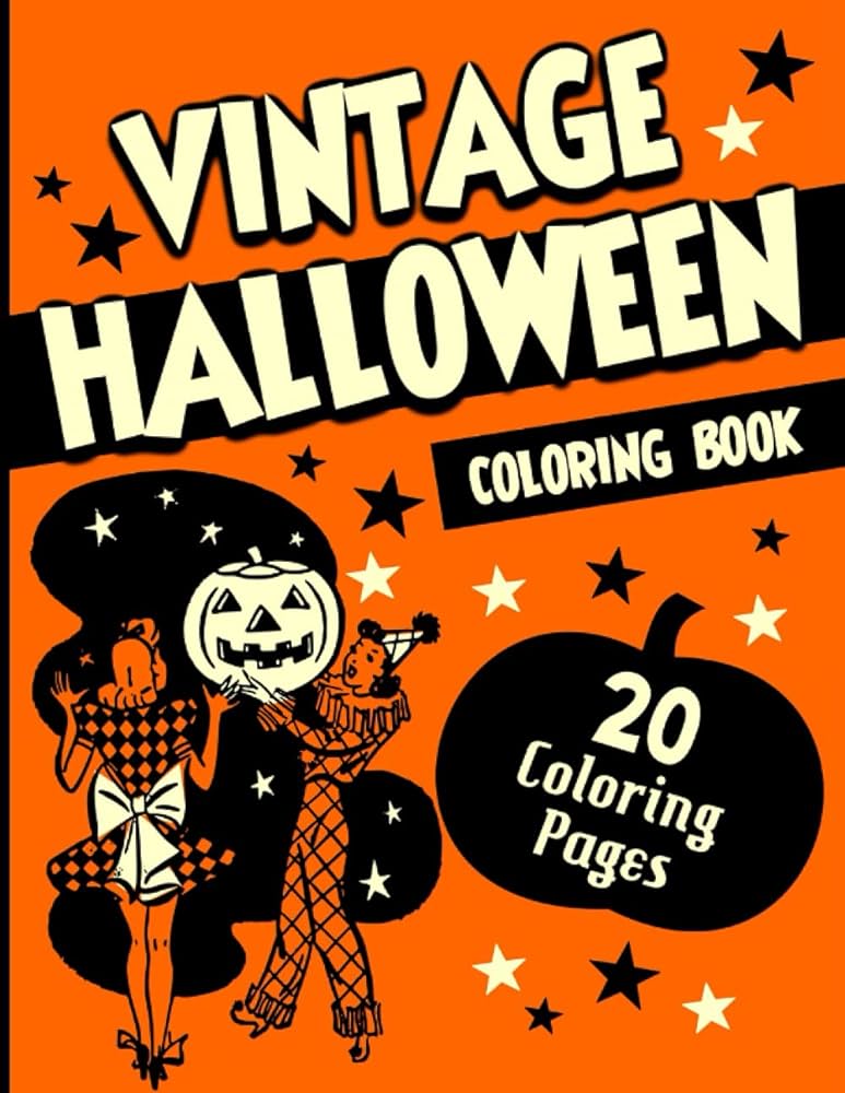 Vintage halloween coloring book fun activity for adults relaxation