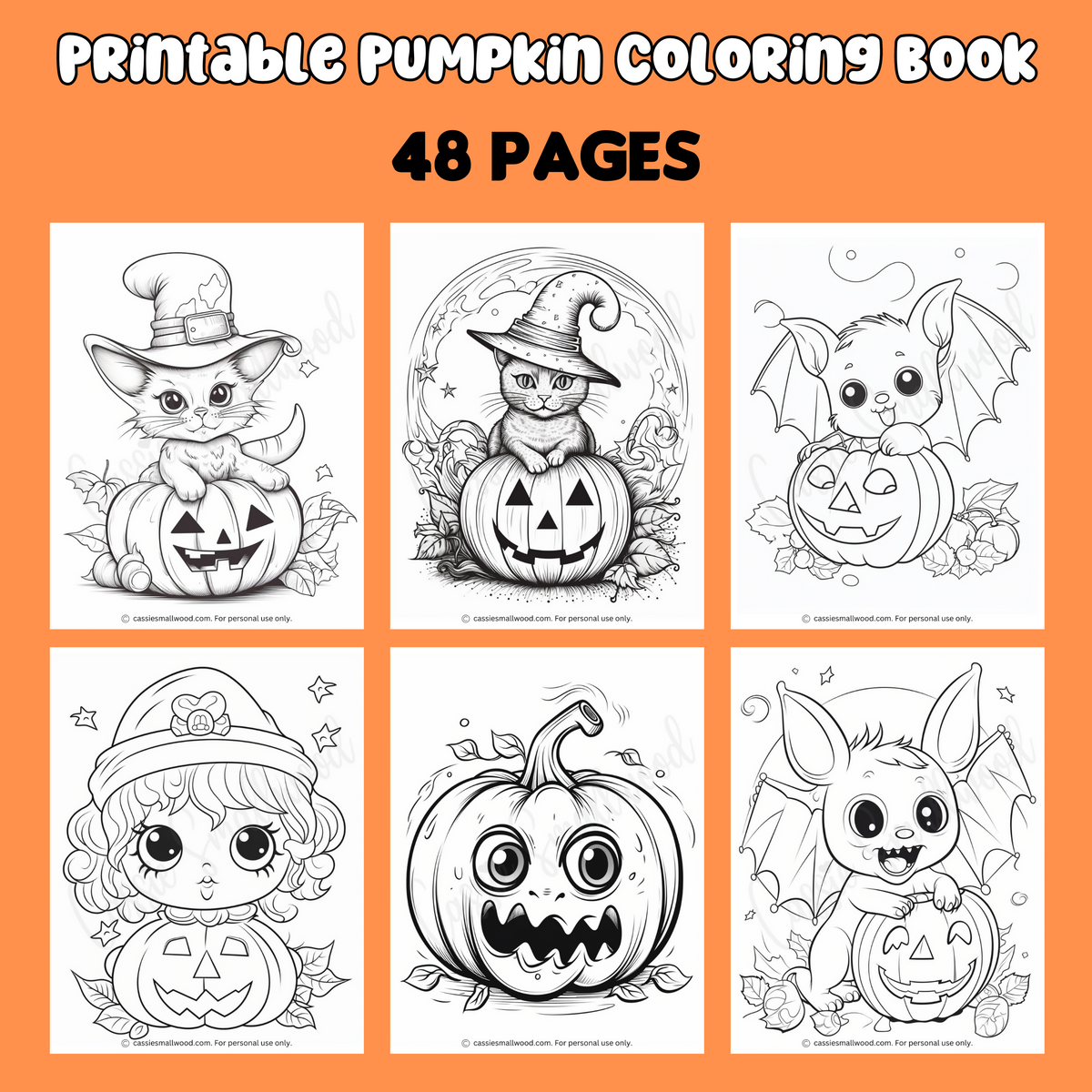 Printable pumpkin coloring book pages â cassie smallwood
