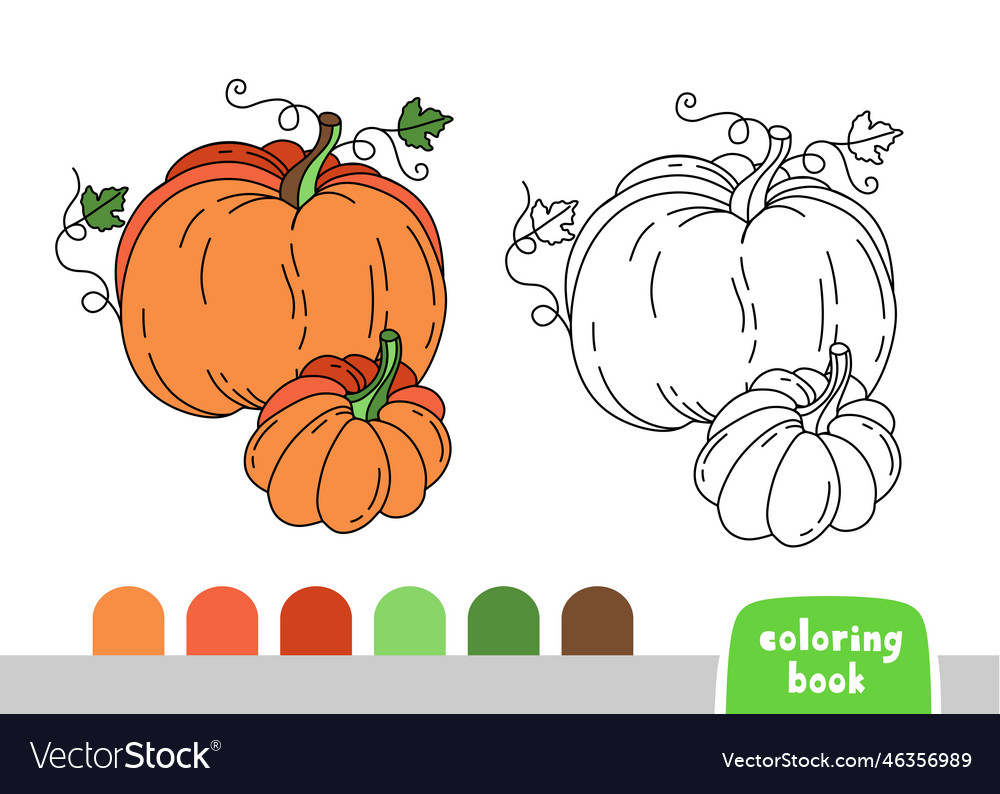 Coloring book for kids pumpkin page books vector image