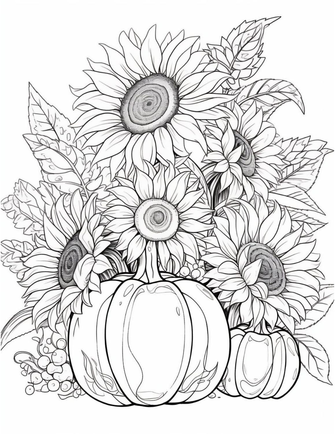 Pumpkin coloring pages for kids and adults