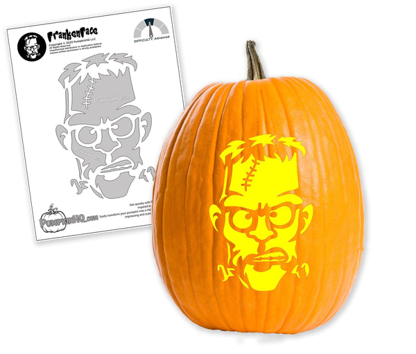 Frankenstein pumpkin carving stencil
