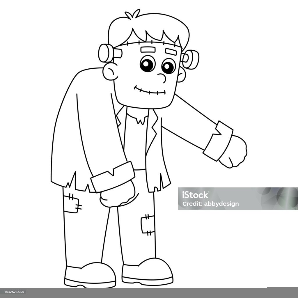 Frankenstein halloween coloring page isolated stock illustration