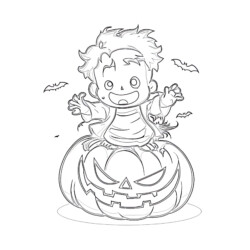 Printable scary pumpkin coloring page