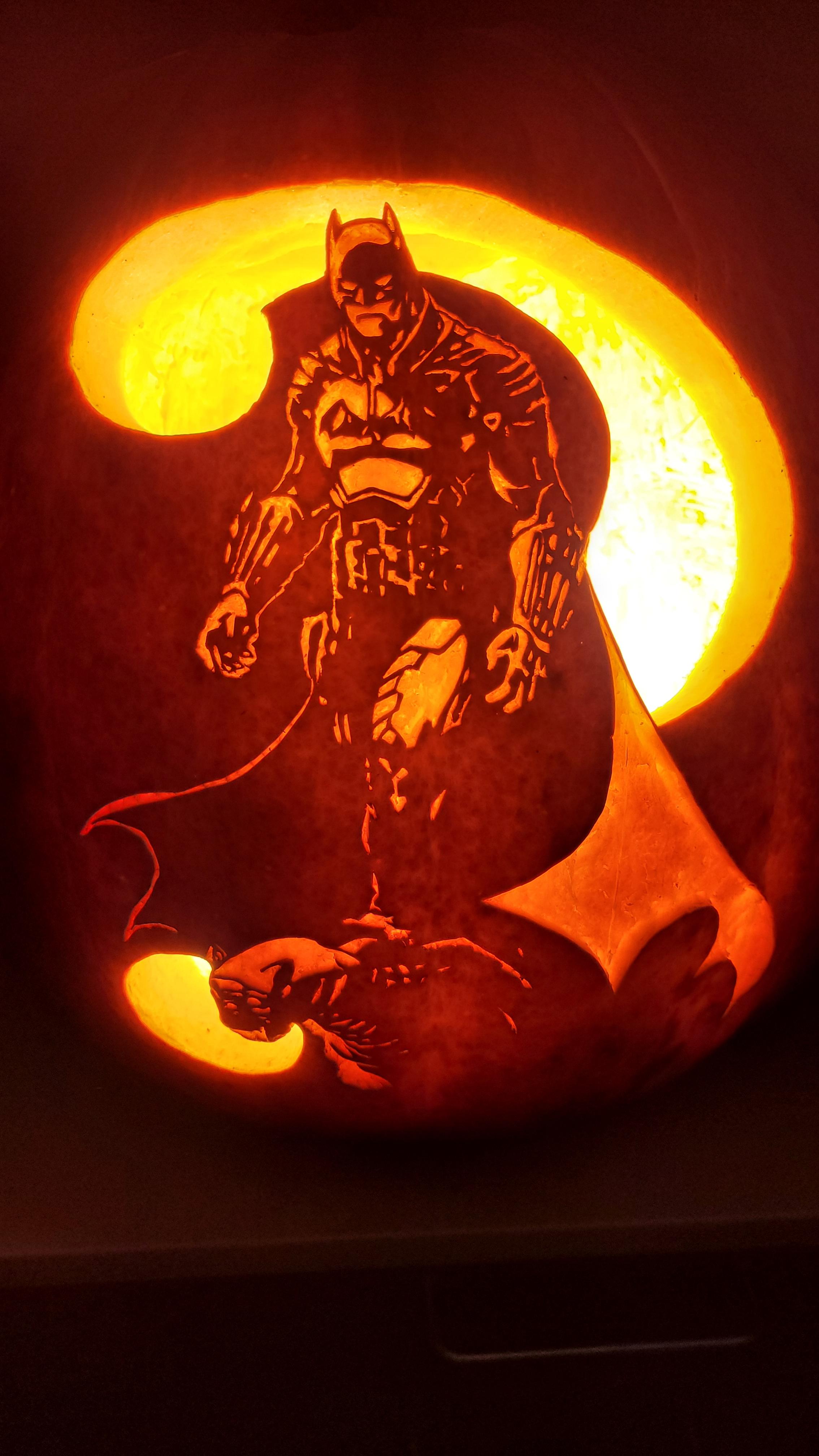 Artwork a pumpkin carving of the batman that i made rdcics